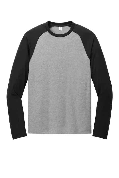 WFAS 6009 Allmade® Unisex Tri-Blend Long Sleeve Colorblock Raglan - Black Logo