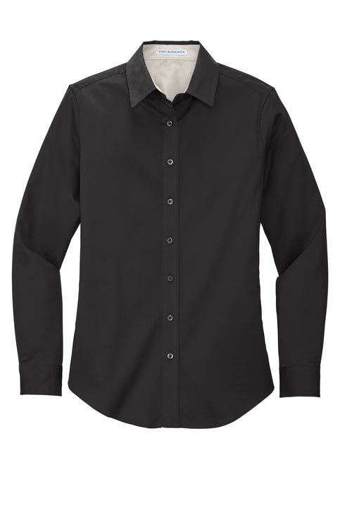 WFAS L608  Port Authority® Women's Long Sleeve Easy Care Shirt - Embroidered White Logo Left Chest Logo